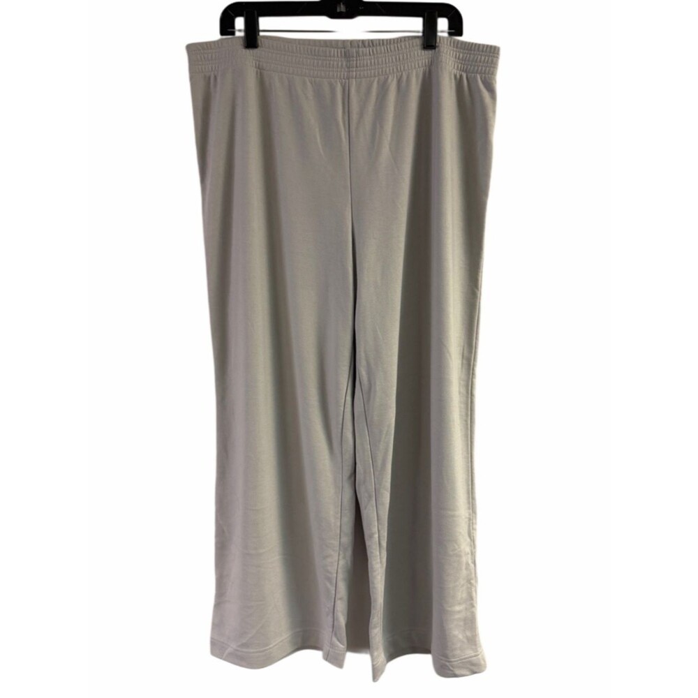 H&M Basics Light Gray Pull On Wide Leg Knit Pants Size XL